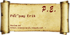 Pápay Erik névjegykártya